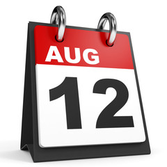 August 12. Calendar on white background.
