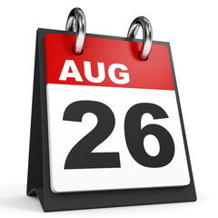 August 26. Calendar on white background.