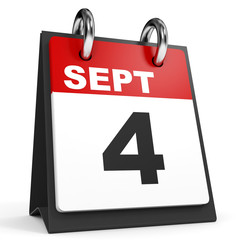 September 4. Calendar on white background.