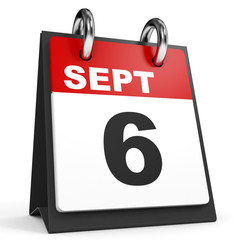 September 6. Calendar on white background.