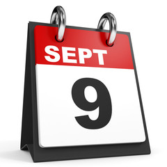 September 9. Calendar on white background.