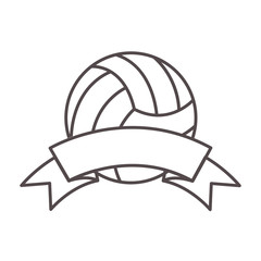volleyball ball sport equipment icon with ribbon  over white background. vector illustration