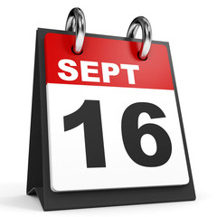 Fototapeta premium September 16. Calendar on white background.