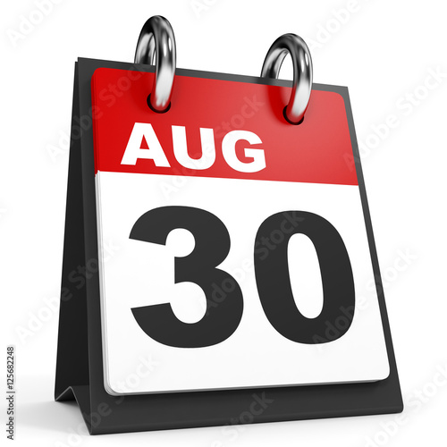 "August 30. Calendar on white background." Stock photo and royaltyfree
