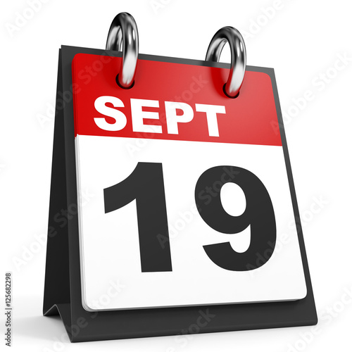  September 19 Calendar On White Background Stock Photo And Royalty