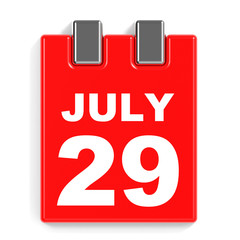 Fototapeta premium July 29. Calendar on white background.