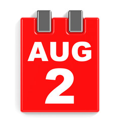 August 2. Calendar on white background.