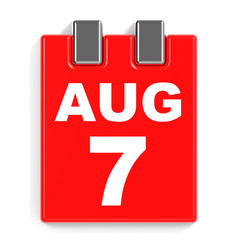 August 7. Calendar on white background.