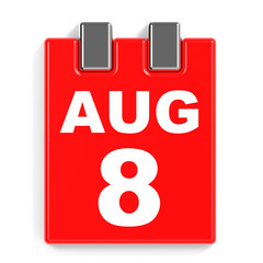 August 8. Calendar on white background.