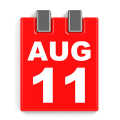 August 11. Calendar on white background.