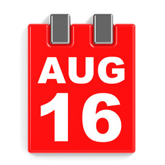 August 16. Calendar on white background.