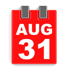 August 31. Calendar on white background.