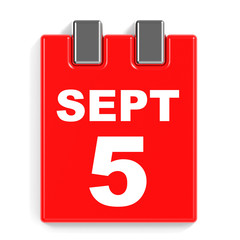 September 5. Calendar on white background.