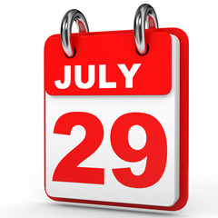 July 29. Calendar on white background.