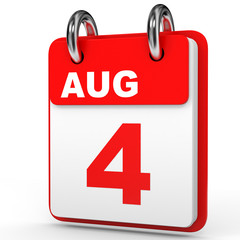 August 4. Calendar on white background.