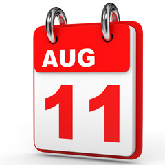 August 11. Calendar on white background.