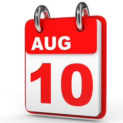 August 10. Calendar on white background.