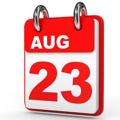 August 23. Calendar on white background.