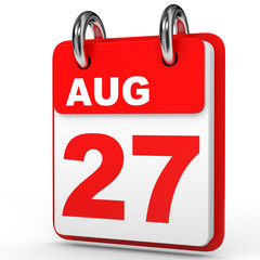 August 27. Calendar on white background.