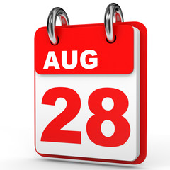 August 28. Calendar on white background.