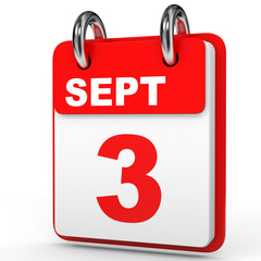 September 3. Calendar on white background.