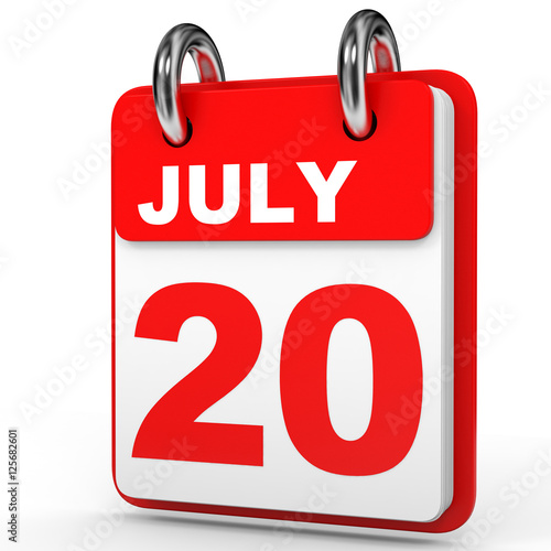 "July 20. Calendar on white background." Stock photo and royaltyfree
