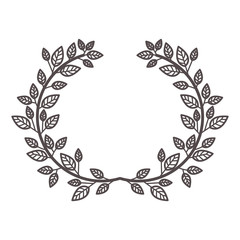 decorative wreath of oval leaves icon over white background. vector illustration