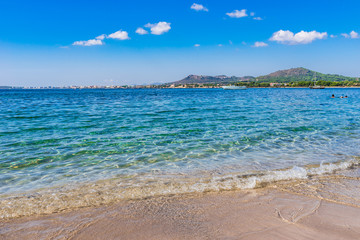 Strand Sand Meer Wellen Ufer Spanien Küste Mallorca 