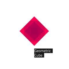 Abstract creative rhombus logo vector template, pink elegant geometric cube logotype element design with triangle pattern inside, idea for diamond, jewelry symbol, jewel isolated on white background