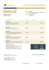 Business invoice template. Stationery design. Vector illustration. Invoice form. Golden and black color theme