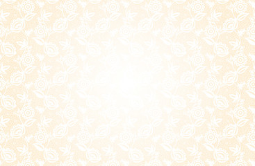 Delicate beige background with lace floral pattern