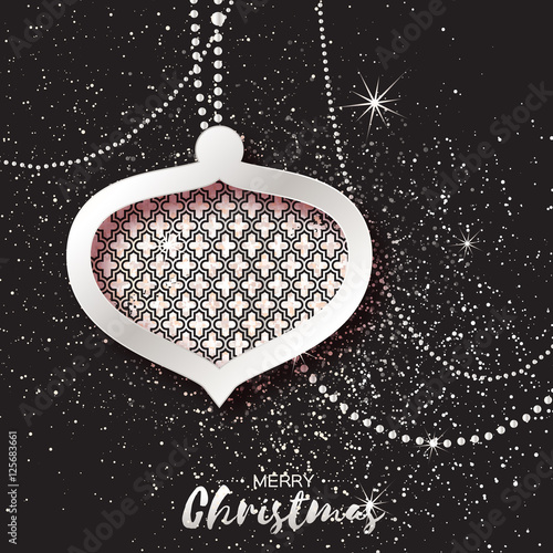 &quot;Merry Christmas Silver Glitter balls. Beautiful Decoration Bauble elements&quot; Stock image and