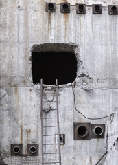 Hole in concrete cooling tower number five