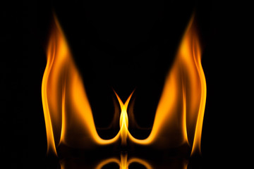 Fire flame on black background, Fire, Flame