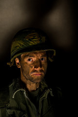 Dramatic Portrait Of American Soldier From The Vietnam War