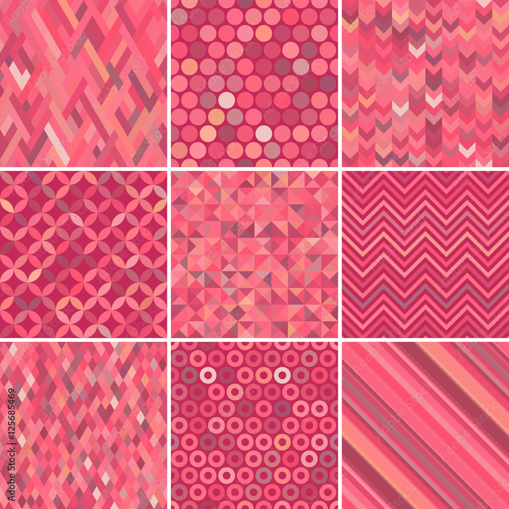 Poster set of abstract colorful background, 9 geometric pattern, vector illustration. texture can be used f