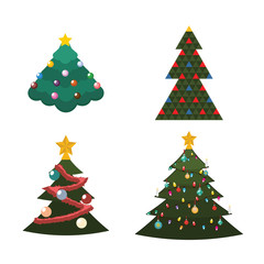 Illustration of 4 different kind of Christmas trees