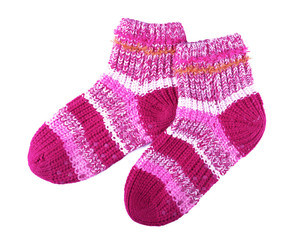 Warm socks on white background