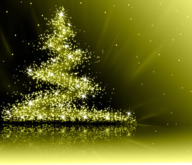 Naklejka na ściany i meble Christmas gold tree