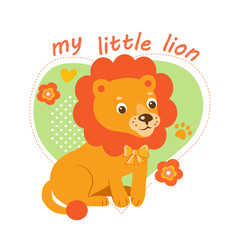 Obraz na płótnie Canvas Little Lion Vector Illustration. Babies Theme Cartoon Vector. Cute Picture For Kids. T-Shirt Design Vector Illustration. Young Lion Toy.