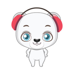 Illustration of a cute polar bear wearing earmuffs
