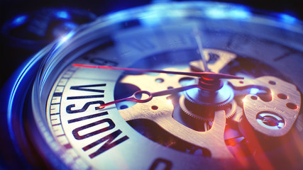 Obraz premium Vision - Inscription on Vintage Pocket Watch. 3D Render.