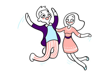 Group of colorful happy people jumping isolated over white background