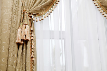 Curtain with warm sunlight