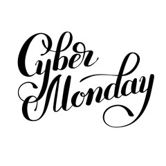 cyber monday black and white promotional banner inscription lett