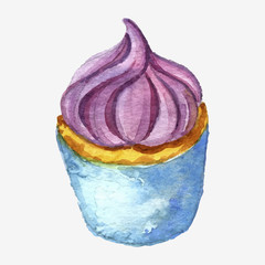 watercolor drawing cupcake
