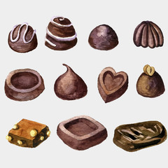vector watercolor chocolate candies
