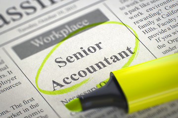We're Hiring Senior Accountant. 3D.