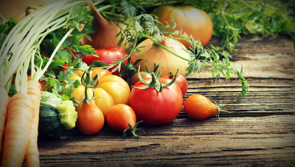 Fresh vegetables on dark background