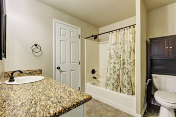 Typical American bathroom interior in small house